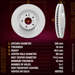 Metrix Premium Chassis Parts 2 PC Front Disc Brake Rotor Kit 91767MT aftermarket car parts