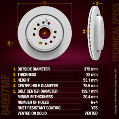 Metrix Premium Rear Disc Brake Rotor 84997MF aftermarket car parts