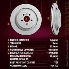 Metrix Premium Rear Disc Brake Rotor 85000MF aftermarket car parts