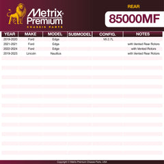 Metrix Premium Rear Disc Brake Rotor 85000MF OEM fit spare parts
