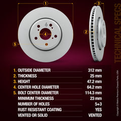 Metrix Premium Front Disc Brake Rotor Kit 92431MT aftermarket car parts