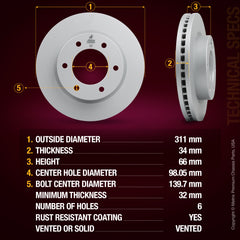 Metrix Premium Front Disc Brake Rotor 85004MF aftermarket car parts