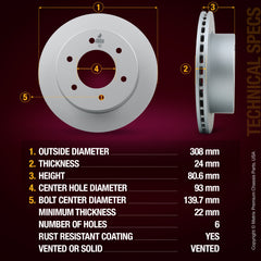 Metrix Premium Rear Disc Brake Rotor Kit 92429MT aftermarket car parts