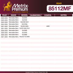 Metrix Premium Chassis Parts Rear Disc Brake Rotor 85112MF aftermarket car parts