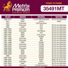 Metrix Premium Front To Frame; Rear To Frame Stabilizer Bar Bushing Kit 35491MT OEM fit