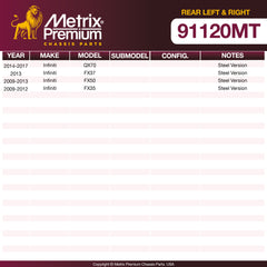 Metrix Premium Chassis Parts Rear Left & Right Stabilizer Bar Link Kit 91120MT OEM fit auto parts