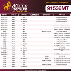 Metrix Premium Chassis Parts 2 PC Rear Left & Right Lower Forward Control Arm Kit 91536MT aftermarket car parts