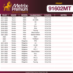Metrix Premium Chassis Parts Front Brake Kit 91602MT OEM fit auto parts