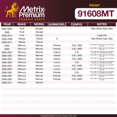 Metrix Premium Chassis Parts Front Brake Kit 91608MT OEM fit auto parts