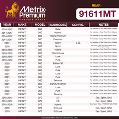 Metrix Premium Chassis Parts Rear Brake Kit 91611MT OEM fit auto parts