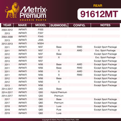 Metrix Premium Chassis Parts Rear Brake Kit 91612MT OEM fit auto parts