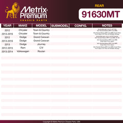 Metrix Premium Chassis Parts Rear Brake Kit 91630MT OEM fit auto parts