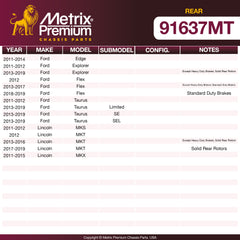 Metrix Premium Chassis Parts Rear Brake Kit 91637MT OEM fit auto parts