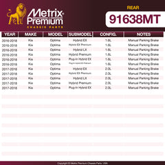 Metrix Premium Chassis Parts Rear Brake Kit 91638MT aftermarket car parts
