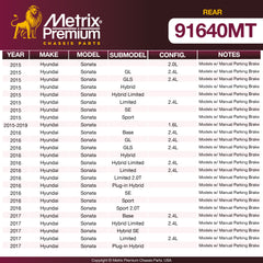 Metrix Premium Chassis Parts Rear Brake Kit 91640MT OEM fit auto parts
