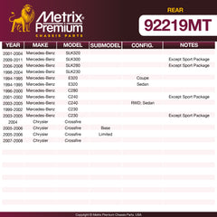 Metrix Premium Rear Disc Brake Rotor Kit 92219MT OEM fit spare parts