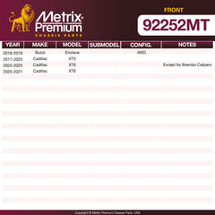Metrix Premium Front Disc Brake Rotor Kit 92252MT OEM fit spare parts