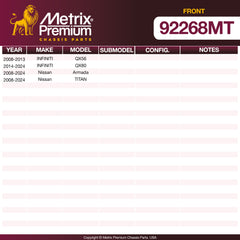 Metrix Premium Front Disc Brake Rotor Kit 92268MT OEM fit spare parts