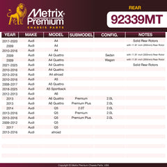 Metrix Premium Rear Disc Brake Rotor Kit 92339MT OEM fit spare parts