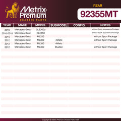 Metrix Premium Rear Disc Brake Rotor Kit 92355MT OEM fit spare parts