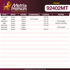 Metrix Premium Front Disc Brake Rotor Kit 92402MT OEM fit spare parts