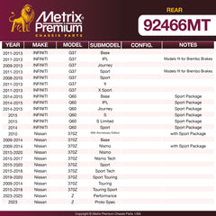 Metrix Premium Rear Disc Brake Rotor Kit 92466MT OEM fit spare parts