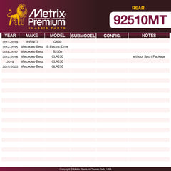 Metrix Premium Rear Disc Brake Rotor Kit 92510MT OEM fit spare parts