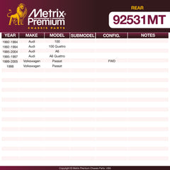 Metrix Premium Rear Disc Brake Rotor Kit 92531MT OEM fit spare parts