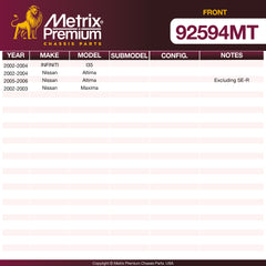 Metrix Premium Front Disc Brake Rotor Kit 92594MT OEM fit spare parts