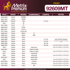 Metrix Premium Front Disc Brake Rotor Kit 92609MT OEM fit spare parts