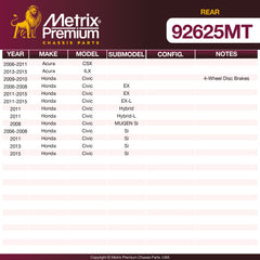Metrix Premium Rear Disc Brake Rotor Kit 92625MT OEM fit spare parts