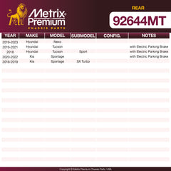 Metrix Premium Rear Disc Brake Rotor Kit 92644MT OEM fit spare parts