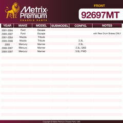 Metrix Premium Front Disc Brake Rotor Kit 92697MT OEM fit spare parts