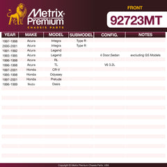 Metrix Premium Front Disc Brake Rotor Kit 92723MT OEM fit spare parts