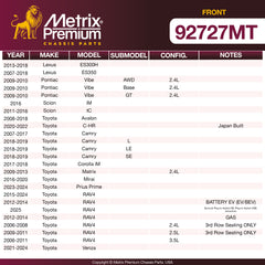 Metrix Premium Front Disc Brake Rotor Kit 92727MT OEM fit spare parts