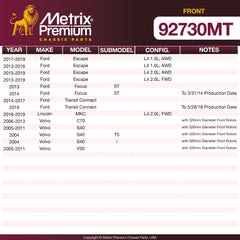 Metrix Premium Front Disc Brake Rotor Kit 92730MT OEM fit spare parts