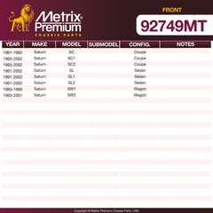 Metrix Premium Front Disc Brake Rotor Kit 92749MT OEM fit spare parts