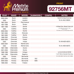 Metrix Premium Front Disc Brake Rotor Kit 92756MT OEM fit spare parts