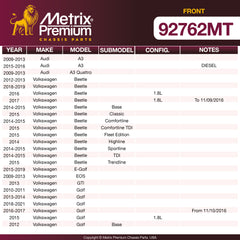 Metrix Premium Front Disc Brake Rotor Kit 92762MT OEM fit spare parts