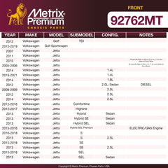 Metrix Premium Front Disc Brake Rotor Kit 92762MT aftermarket car parts