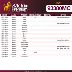 Metrix Premium Rear Disc Brake Pad Set 93380MC suspension steering brake parts