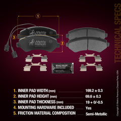 Metrix Premium Front Disc Brake Pad Set 93390MS aftermarket car parts