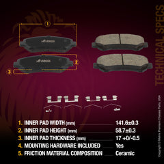 Metrix Premium Front Ceramic Disc Brake Pad Set 93399MC OEM fit spare parts