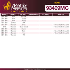 Metrix Premium Rear Disc Brake Pad Set 93409MC OEM fit spare parts
