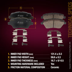 Metrix Premium Chassis Parts Front Disc Brake Pad Set 93411MC OEM fit auto parts