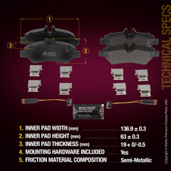 Metrix Premium Rear Disc Brake Pad Set 93418MS aftermarket car parts