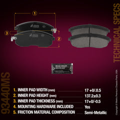 Metrix Premium Chassis Parts Front Disc Brake Pad Set 93440MS aftermarket car parts