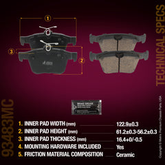 Metrix Premium Chassis Parts Rear Disc Brake Pad Set 93483MC aftermarket car parts