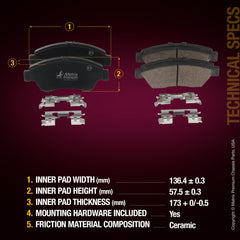 Metrix Premium Chassis Parts Front Disc Brake Pad Set 93499MC OEM fit auto parts