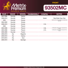 Metrix Premium Front Disc Brake Pad Set 93502MC OEM fit spare parts